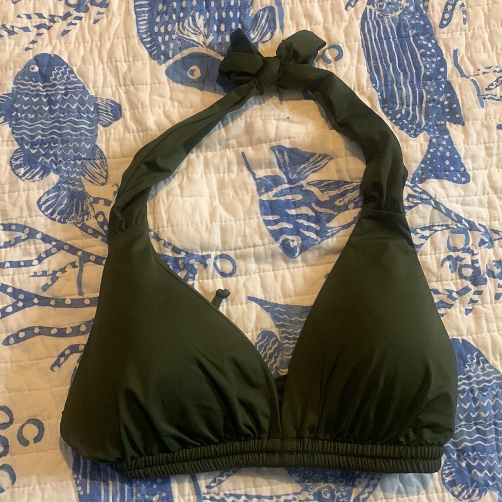 Becca by Rebecca Virtue Olive Green Code High Neck Bikini Top Size D new no tag - Picture 9 of 9